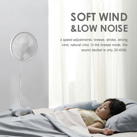 Rechargeable, foldable USB telescope fan – quiet, 180° adjustable, 4 speed levels, portable ✨ | Bowlift