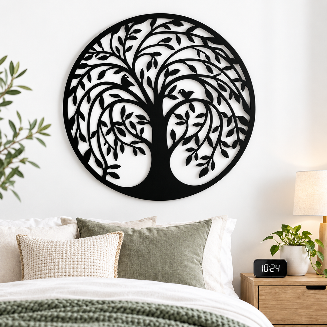 Decorative Laser-Cut Tree of Life Metal Wall Art Panel Bowlift