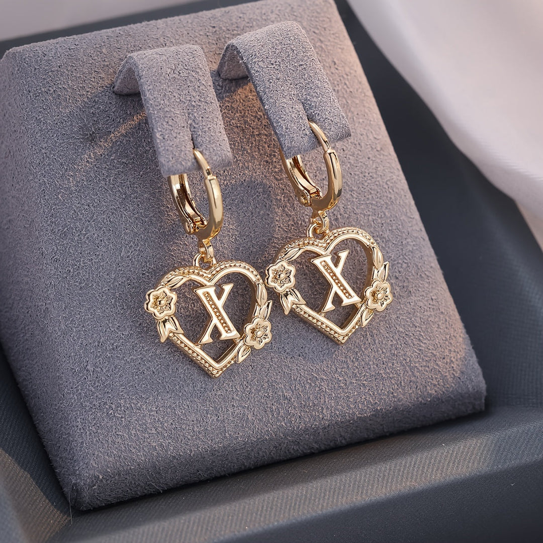 BowLift | Dainty Initial Letter Heart Hoop Earrings