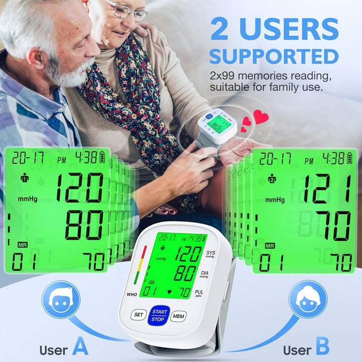 Wrist blood pressure monitor with illuminated display | Bowlift
