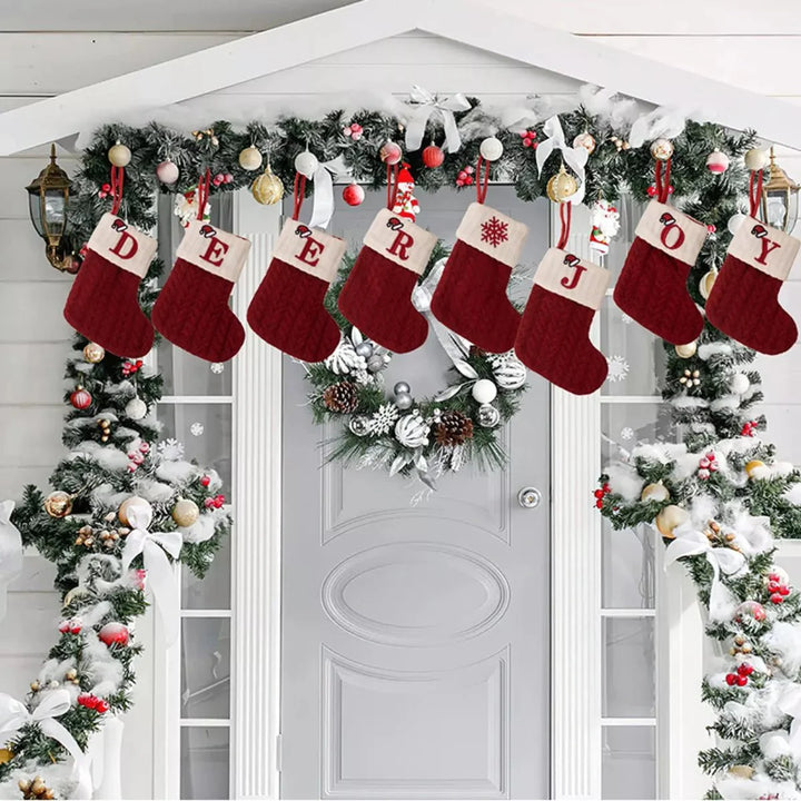 BowLift | Cable-Knit Contrast Christmas Stockings