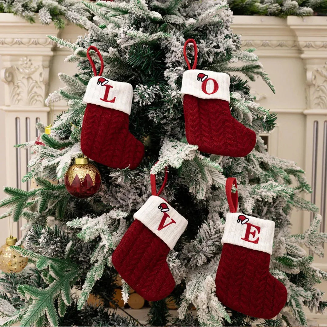 BowLift | Cable-Knit Contrast Christmas Stockings