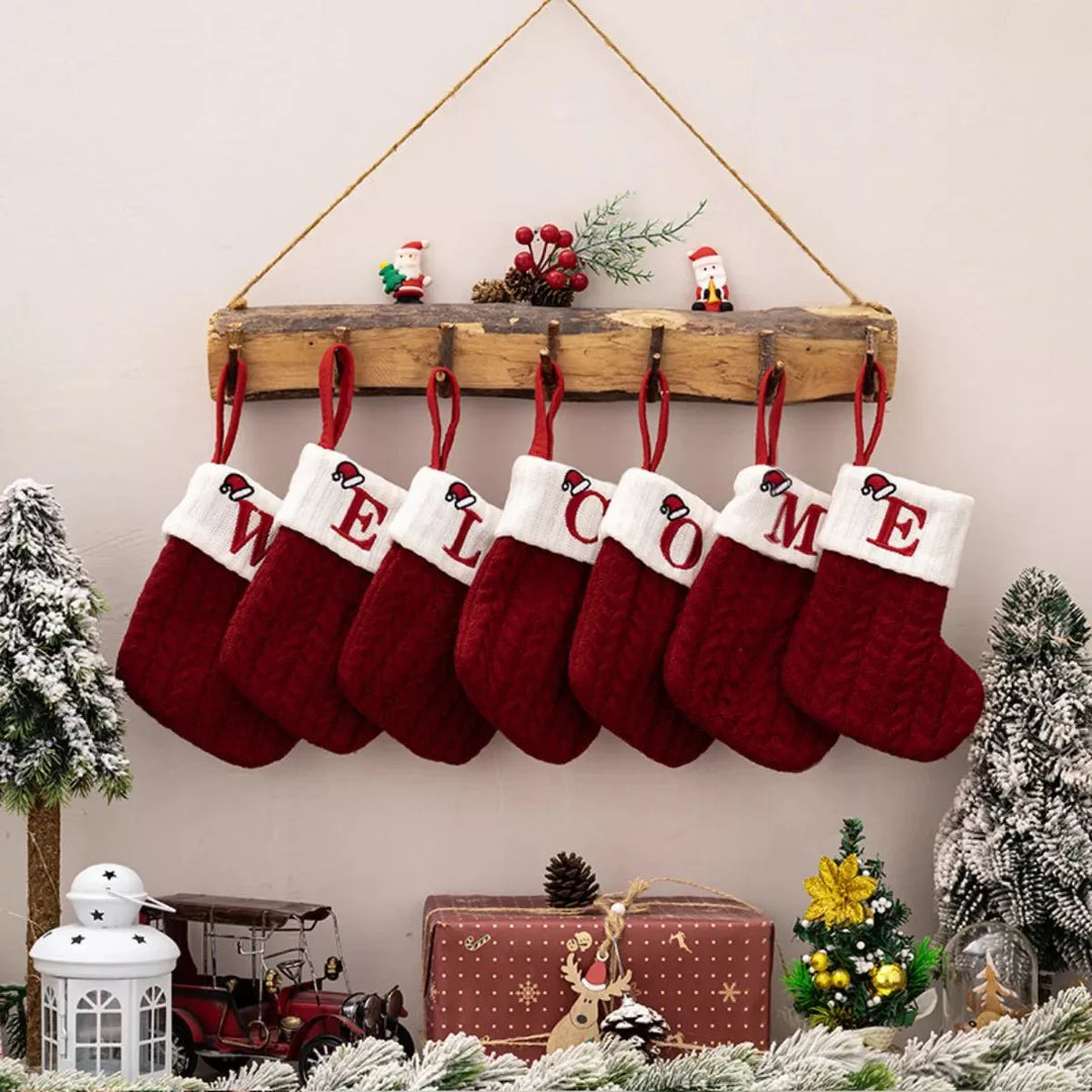 BowLift | Cable-Knit Contrast Christmas Stockings
