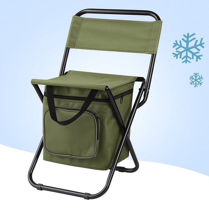 Folding Camping Chair with Backrest and Cooler Bag – Green | Bowlift