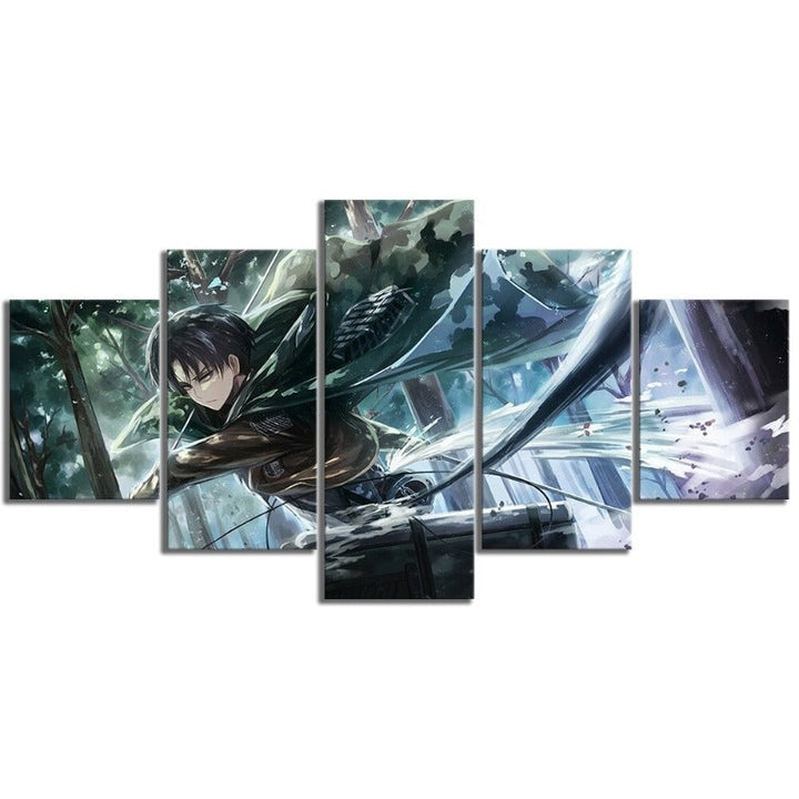 5 Panel "Levi-Ackerman Attack On Titan Anime"- Print Painting Wall Art Poster | Bowlift