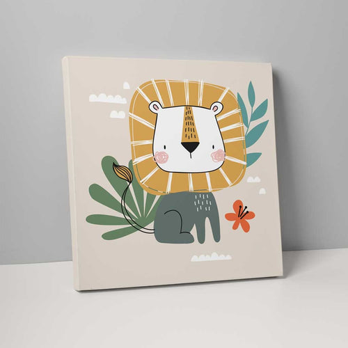 Boho Safari Jungle Lion Beige and Yellow on Canvas | Bowlift