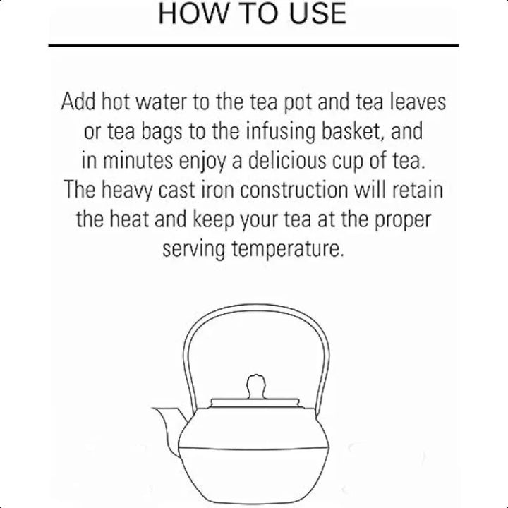 Cast Iron Teapot with Stainless Steel Infuser Loose Leaf Tea Kettle | Bowlift