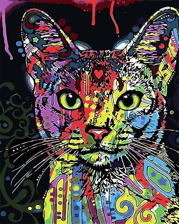 Color Splash Cat - Van-Go Paint-By-Number Kit | Bowlift