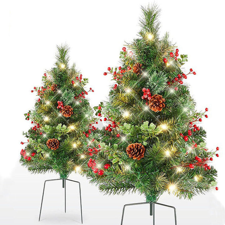 BowLift | Christmas Urn Filler with LED Lights | 18" Realistic Pine Arrangement | Indoor/Outdoor Decor
