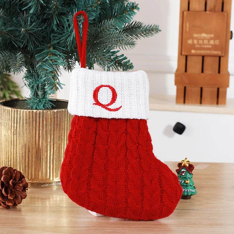 BowLift | Cute Letters Christmas Stockings Decorative Creative Tree Pendant Wool Knitted Socks