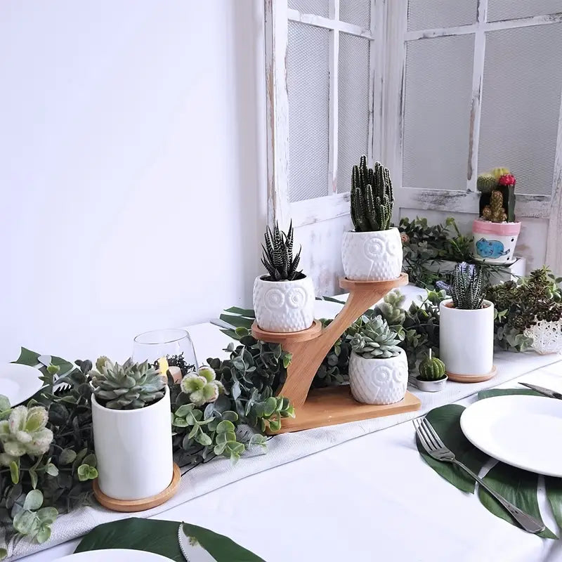 BowLift | Decorative plant stand made of wood – plant pots in owl design for succulents and indoor plants