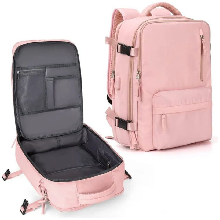 BowLift | Travelliva Women's Travel Backpack 35 L | Waterproof & with USB Port | Anti-theft & Shoe Compartment | For Hiking, Daily Use & Travel