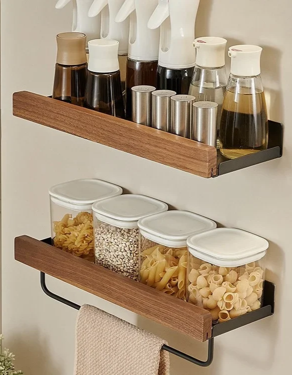 CulinaWood Kitchen Wall Shelf Bowlift