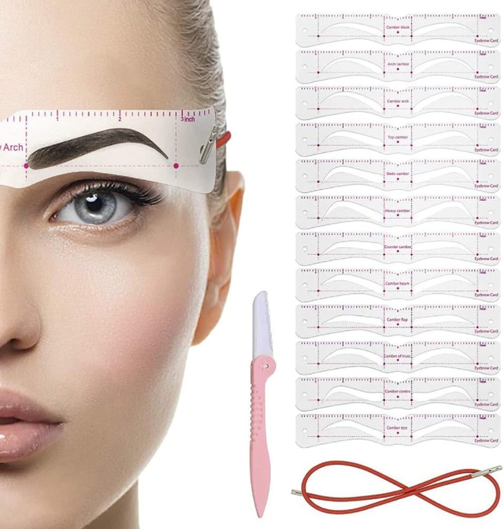 BowLift | Eyebrow Stencil Set — Reusable Brow Templates with Elastic Strap
