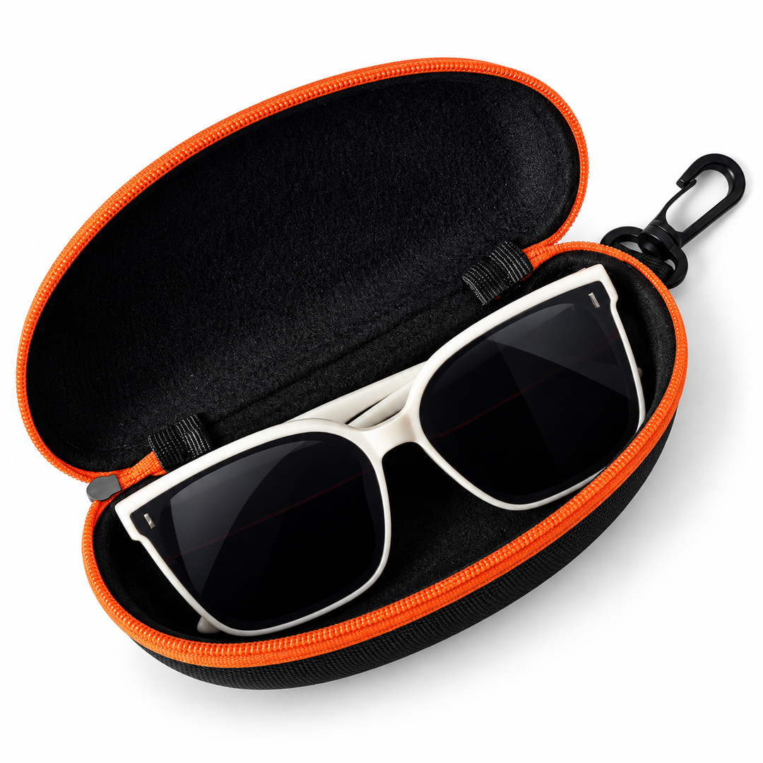 Hard EVA Zippered Sunglasses Case with Carabiner Bowlift