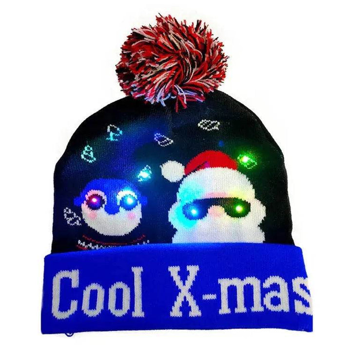 BowLift | LED Christmas Hat Sweater Knitted Beanie Christmas Light Up Knitted Hat Christmas Gift  Kids Xmas New Year Decorations