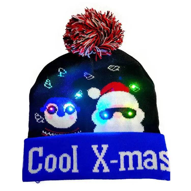 BowLift | LED Christmas Hat Sweater Knitted Beanie Christmas Light Up Knitted Hat Christmas Gift  Kids Xmas New Year Decorations