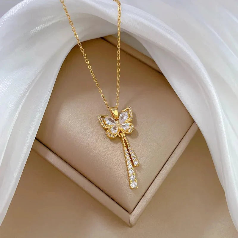 BowLift | Charming Butterfly Diamond Dazzle Necklace