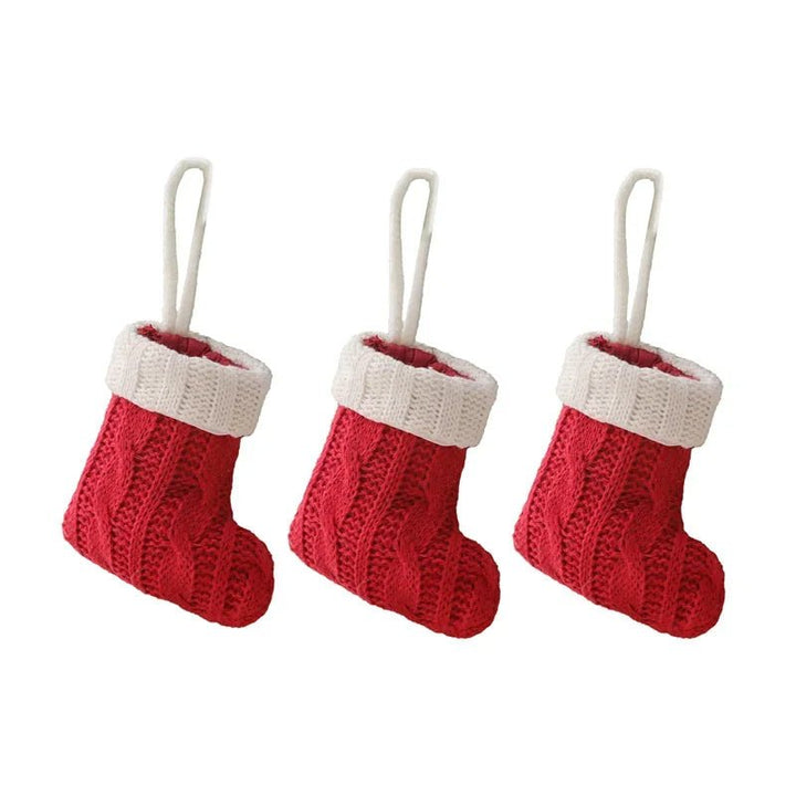 BowLift | Charming Knitted Mini Christmas Socks – Red & Green Hanging Stockings for Festive Home, Party, & Table Décor
