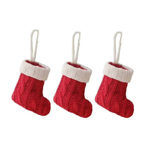 BowLift | Charming Knitted Mini Christmas Socks – Red & Green Hanging Stockings for Festive Home, Party, & Table Décor