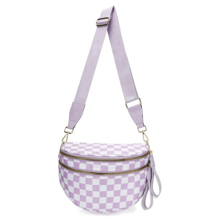 BowLift | LuxeMosaic Iris Crossbody Bag | Stylish checkerboard purse with adjustable strap for everyday essentials