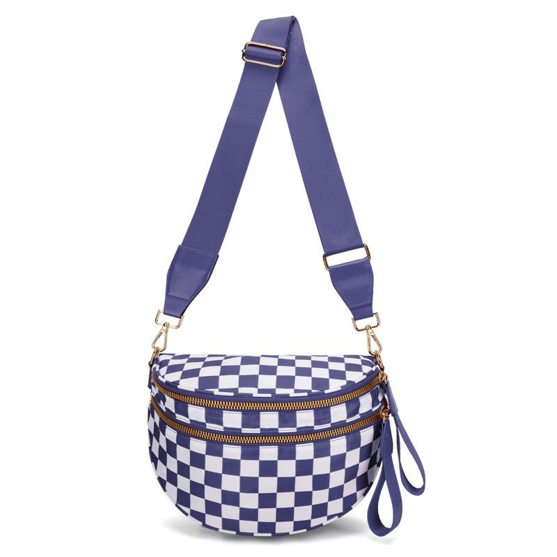 BowLift | LuxeMosaic Iris Crossbody Bag | Stylish checkerboard purse with adjustable strap for everyday essentials