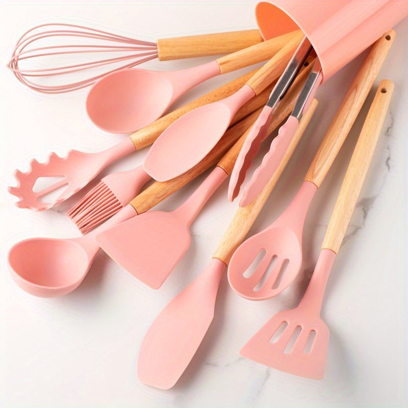 BowLift | CHEFTouch Utensil Set – 12-Piece Non-Stick Safe Tools with Wooden Handles
