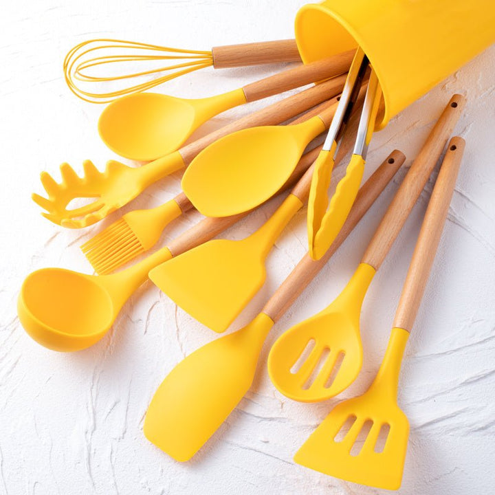 BowLift | CHEFTouch Utensil Set – 12-Piece Non-Stick Safe Tools with Wooden Handles