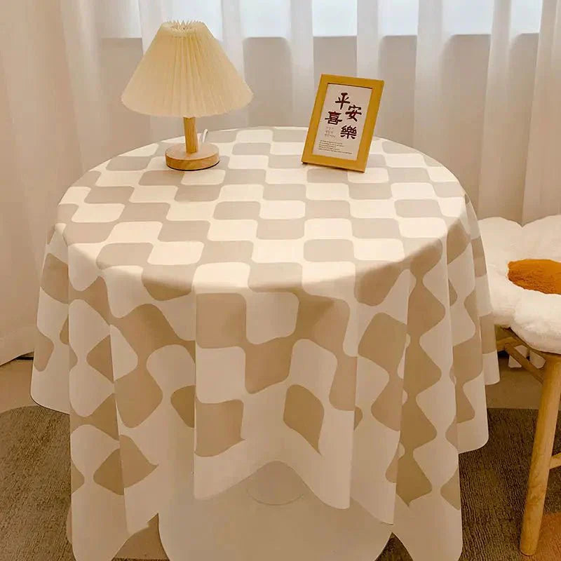 BowLift | Checked Design Round Cotton Tablecloth