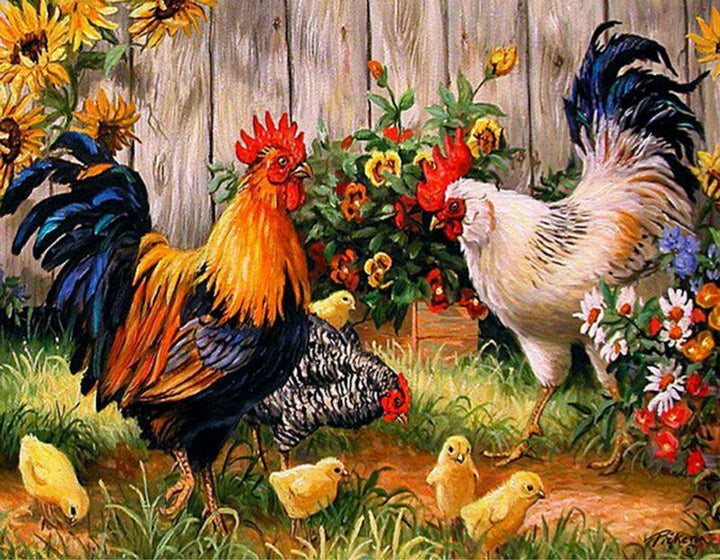 Chickens in the Garden - GemPaint Kit | Bowlift