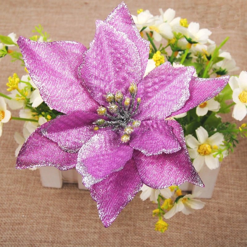 BowLift | Christmas Artificial Poinsettia Flower Heads Tree Pendants – Beautifully Crafted Artificial Poinsettia Flower Ornaments for a Stunning Holiday Home Makeover