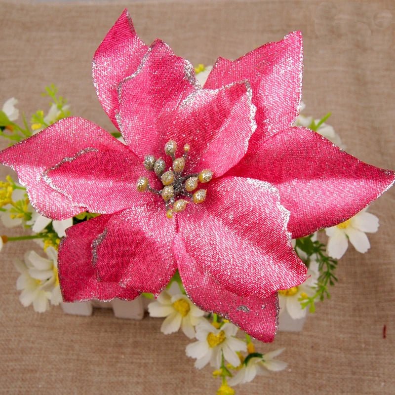 BowLift | Christmas Artificial Poinsettia Flower Heads Tree Pendants – Beautifully Crafted Artificial Poinsettia Flower Ornaments for a Stunning Holiday Home Makeover