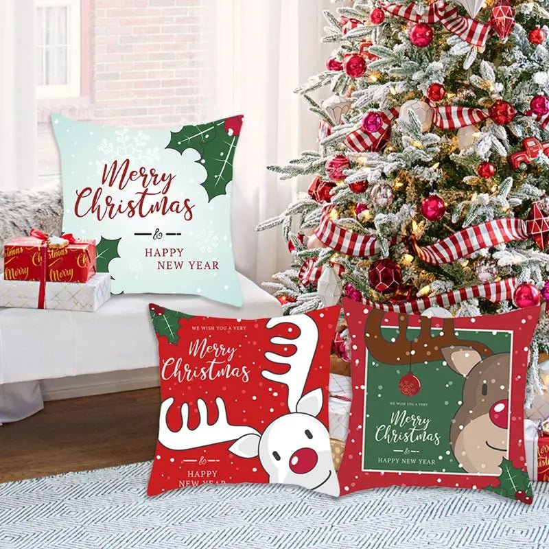 BowLift | Christmas Cushion Cover – Festive Santa & Elk Design for Holiday Decor & Perfect New Year Gift