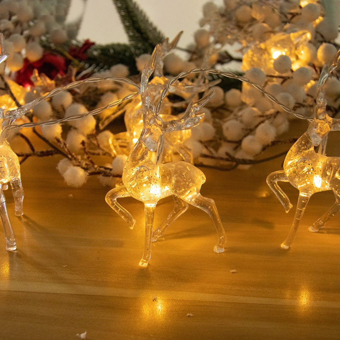 BowLift | Christmas LED Reindeer String Lights – Battery-Powered Christmas Fairy Lights for Magical Holiday Parties, Home, and Tree Décor