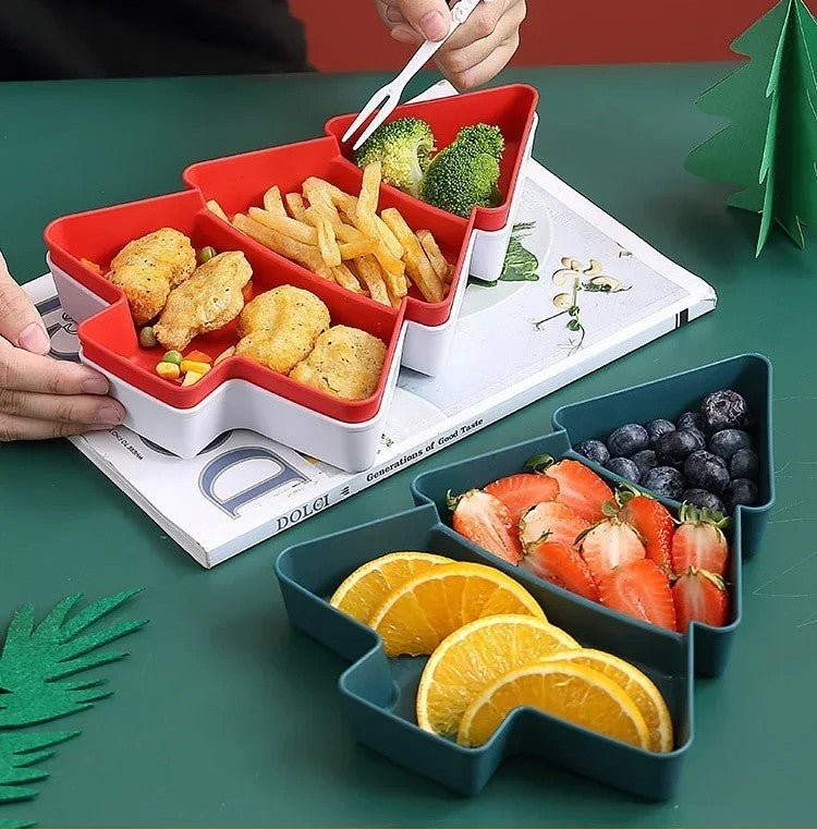 BowLift | Christmas Tree-Shaped Snack Plates - Set of 4 – Perfect for Candy, Nuts, Fruits, and Desserts at Parties & Holidays