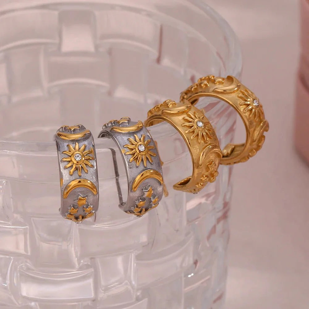 BowLift | Chunky Astrology Embossed Hoop Earrings
