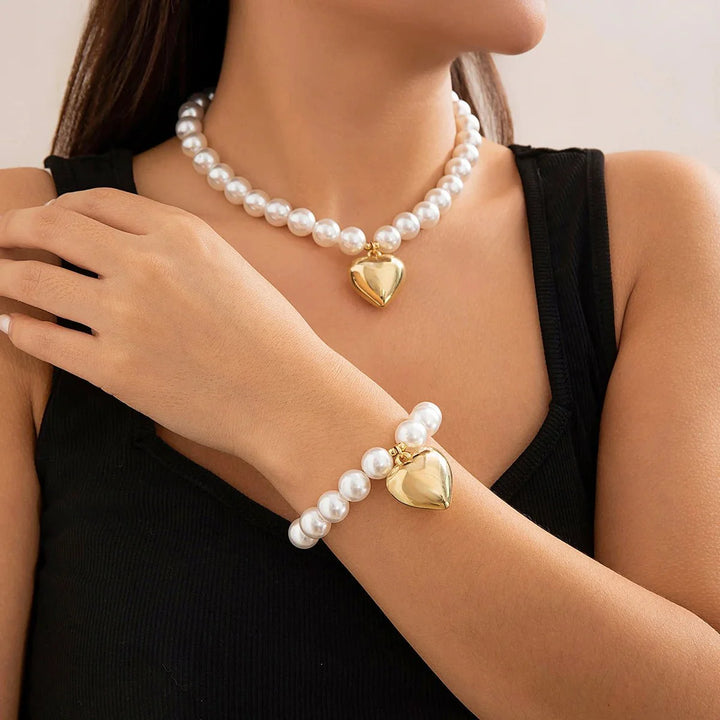 BowLift | Chunky Heart Pendant Necklace and Bracelet Set