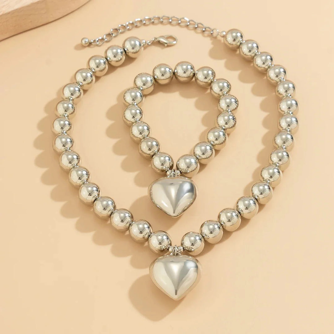 BowLift | Chunky Heart Pendant Necklace and Bracelet Set