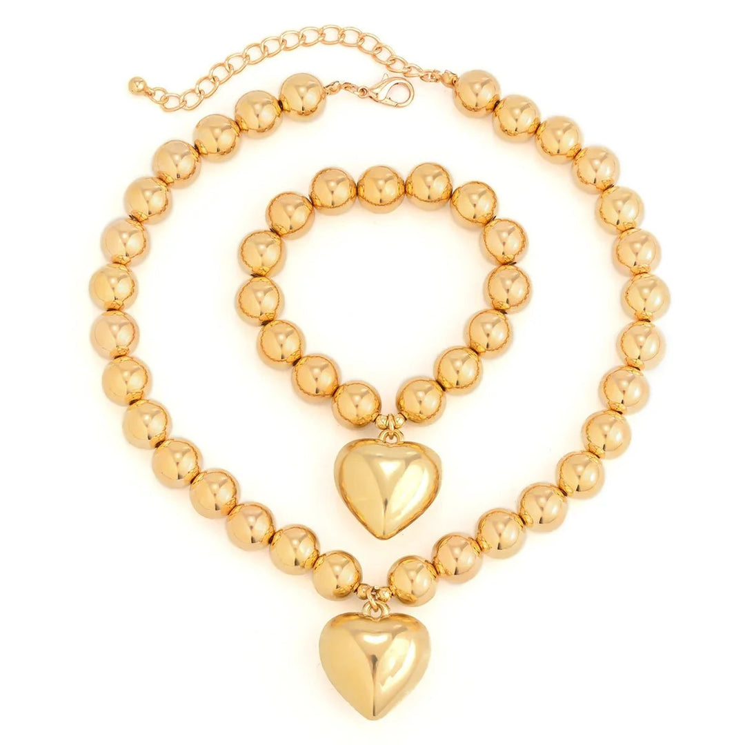 BowLift | Chunky Heart Pendant Necklace and Bracelet Set