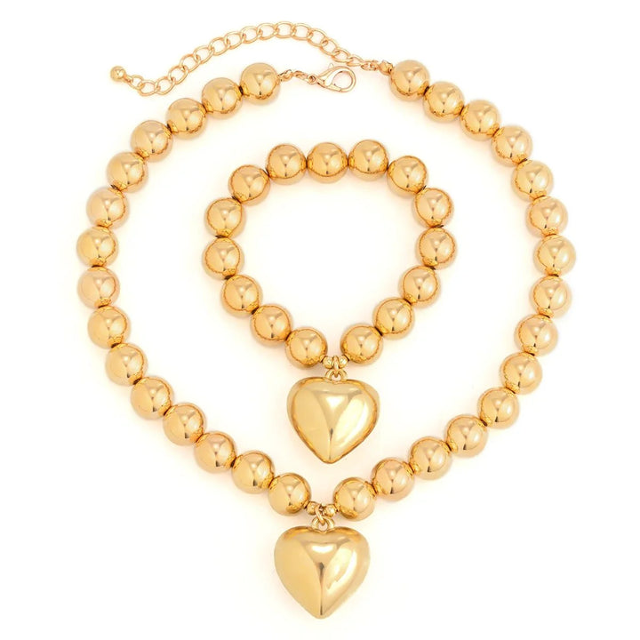 BowLift | Chunky Heart Pendant Necklace and Bracelet Set