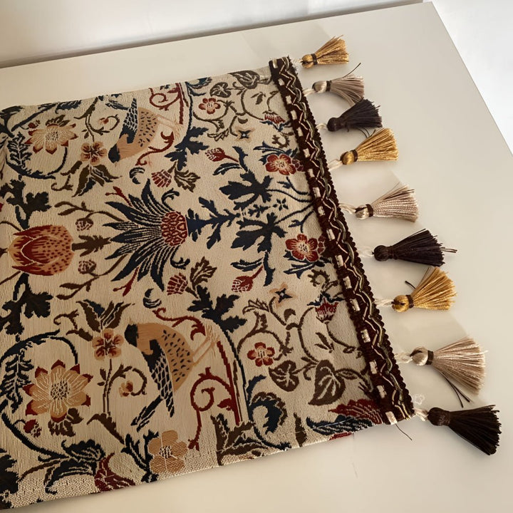 BowLift | EVERBLOOM LINENS – Elegant Table Runner with Floral & Bird Jacquard Design