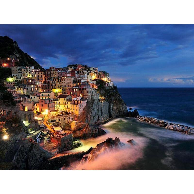 Cliffside Town - Van-Go Paint-By-Number Kit | Bowlift