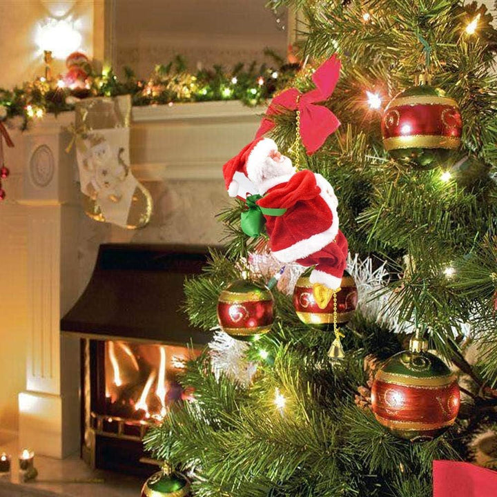 BowLift | Climbing Santa Claus Christmas Ornament - Climbing Santa with Light Music Indoor and Outdoor Christmas Decor