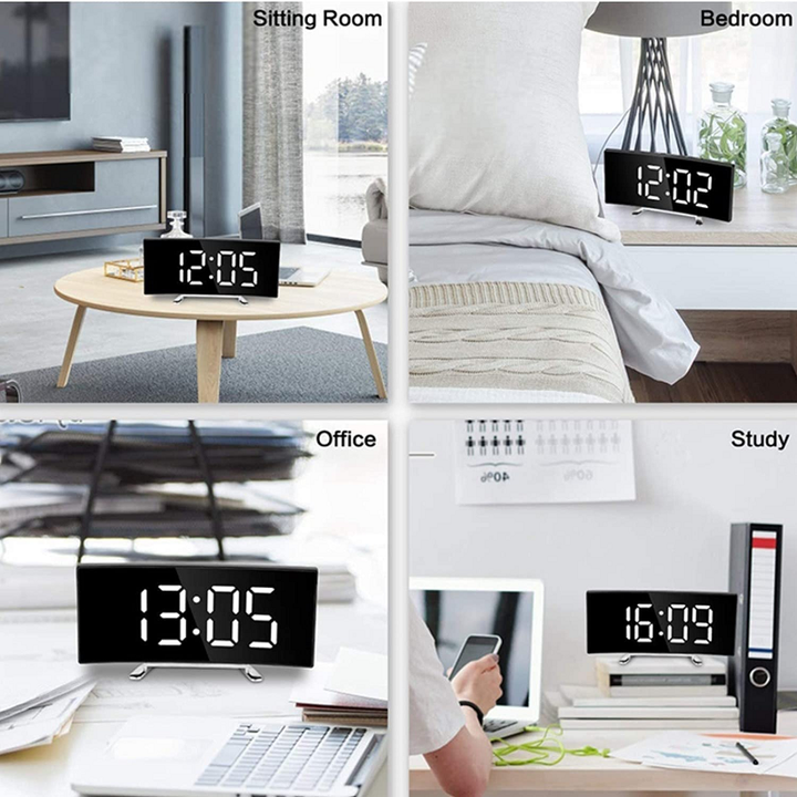BowLift | LED Lighting large digital display | Curved LED Digital Clock - Amedea