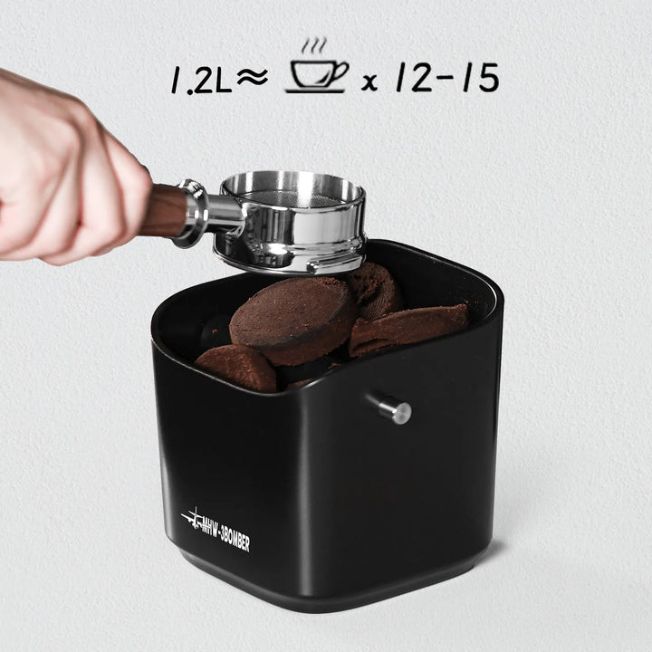 Coffee Grounds Knock Box Square Removable Knock Bar and Non-Slip Base | Bowlift