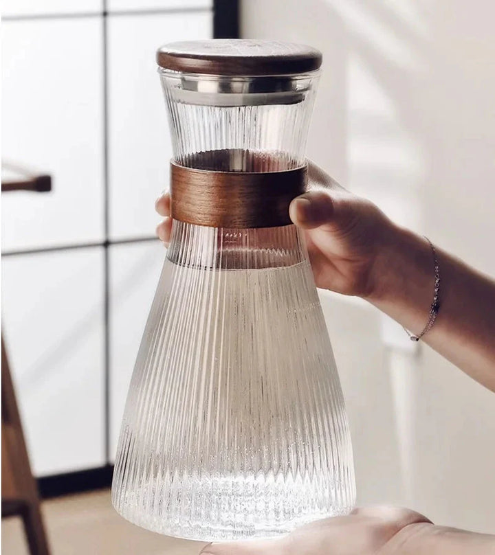 Cold Glass Water Jug Transparent Heat Resistant Water Pot With cover | Bowlift