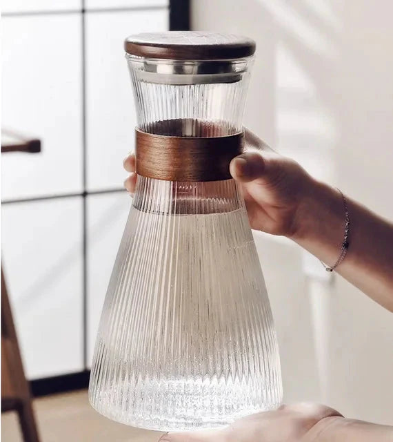 Cold Glass Water Jug Transparent Heat Resistant Water Pot With cover | Bowlift