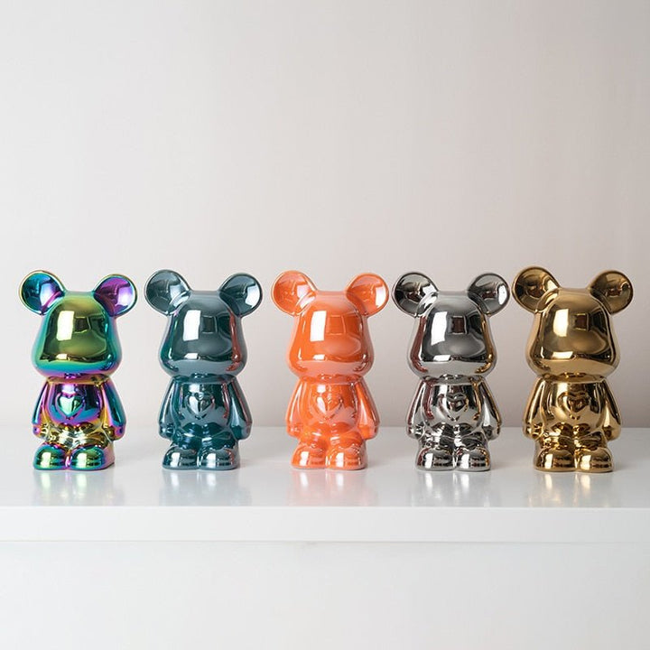 BowLift | Colorful Ceramic Bear Sculpture and Statue Piggy Bank Desk Ornament