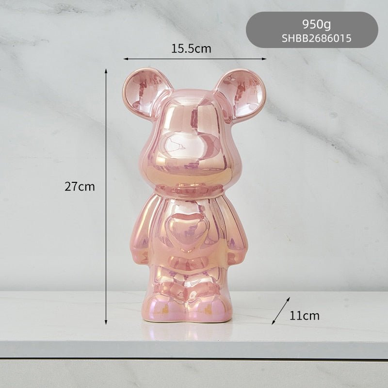 BowLift | Colorful Ceramic Bear Sculpture and Statue Piggy Bank Desk Ornament