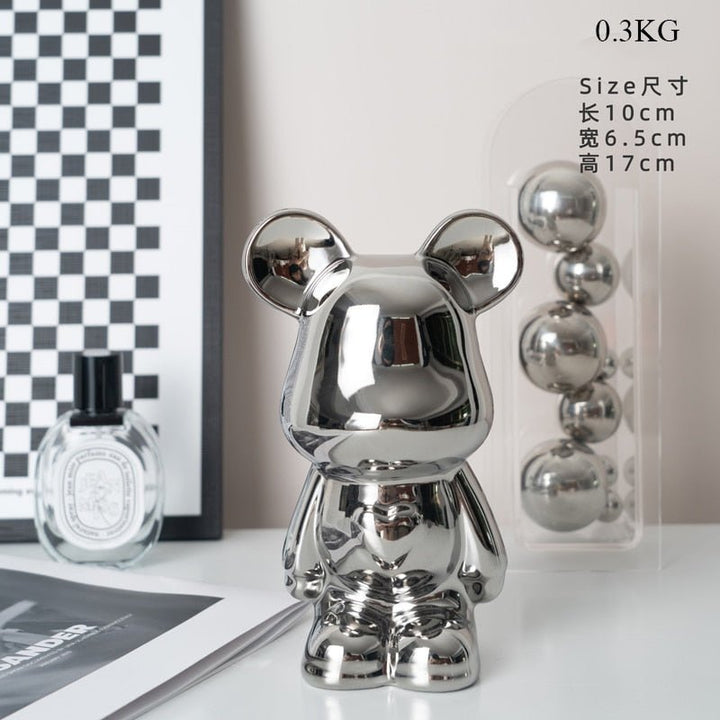 BowLift | Colorful Ceramic Bear Sculpture and Statue Piggy Bank Desk Ornament